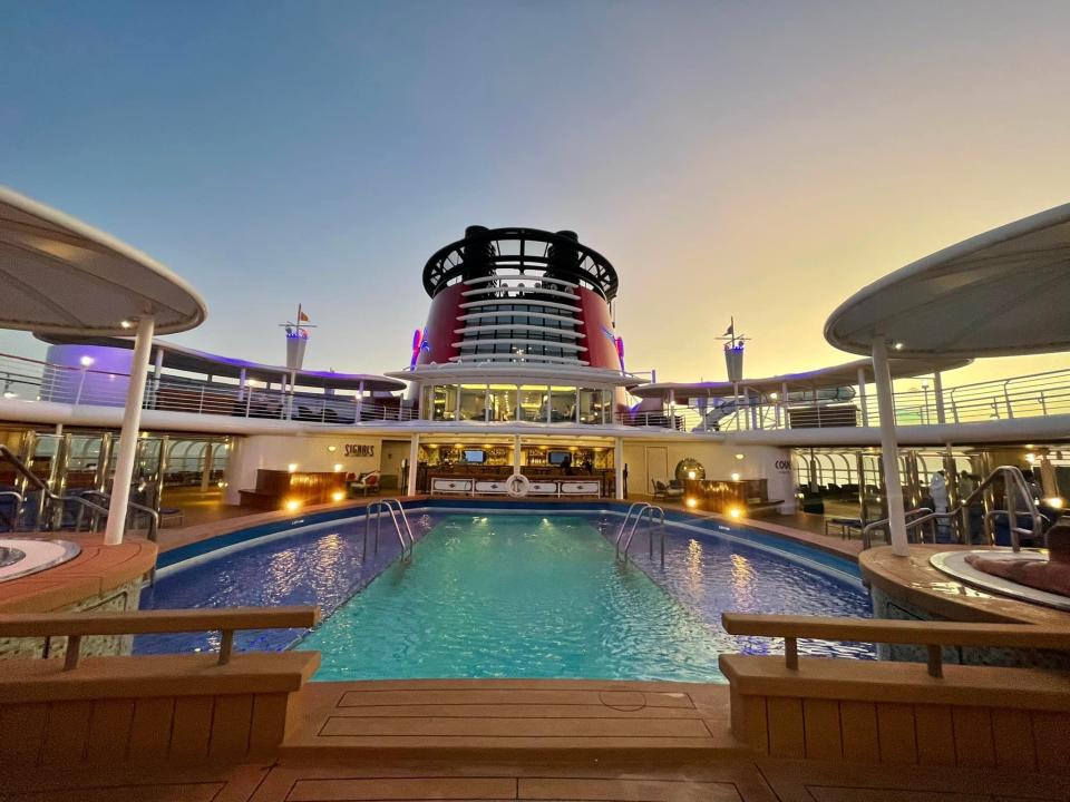 pools and view on disney magic cruise