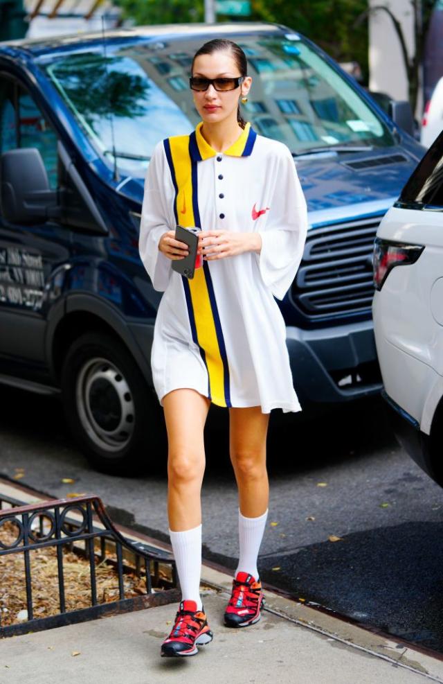 Bella Hadid's No-Pants Looks With Louis Vuitton Archlight Sneakers