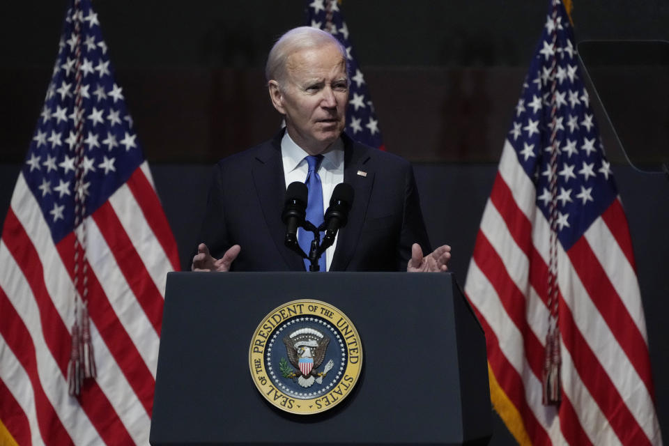 President Joe Biden speaks at the National Prayer Breakfast on Capitol Hill, Thursday, Feb. 2, 2023, in Washington. (AP Photo/Manuel Balce Ceneta)