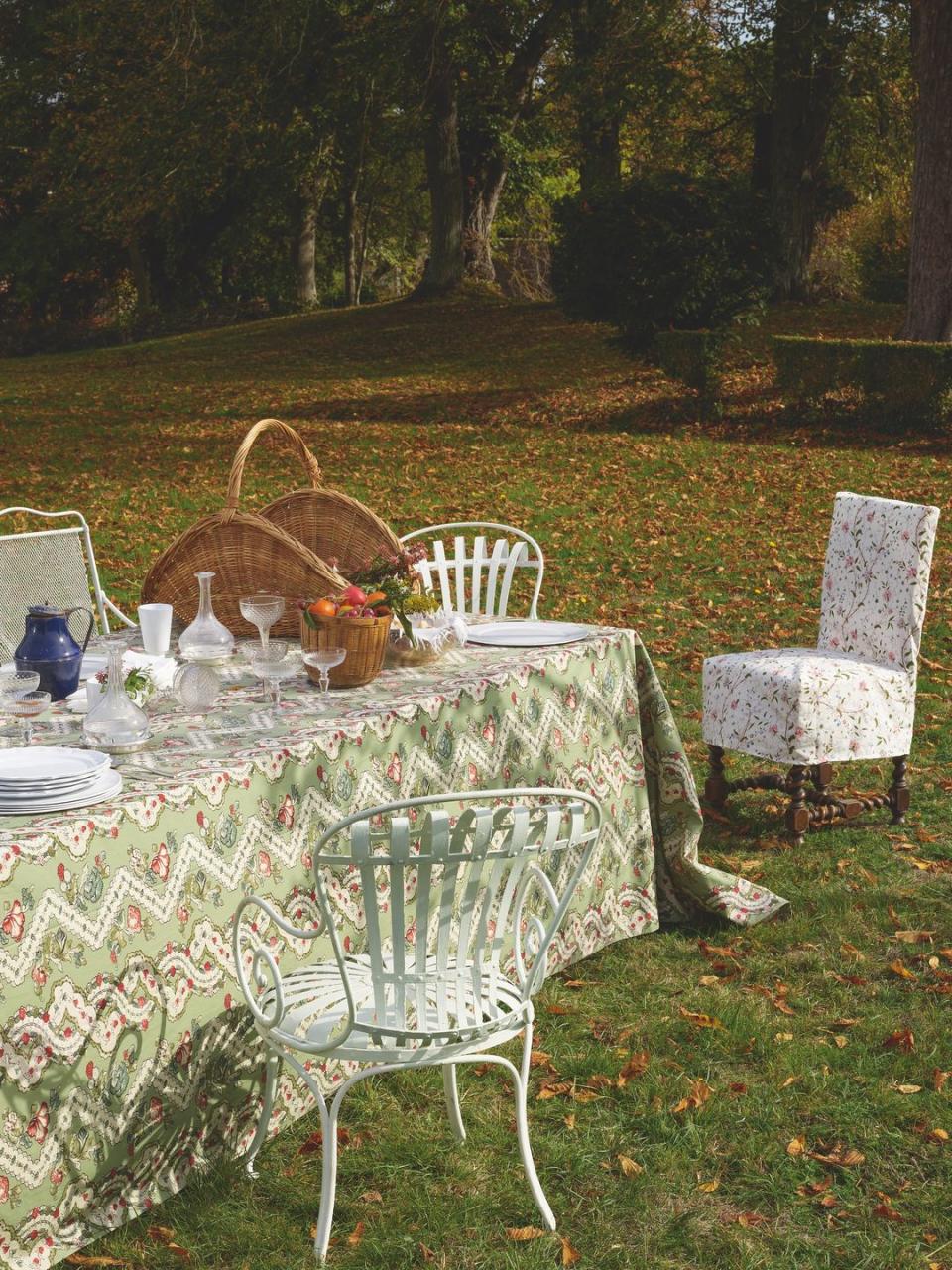 clisson and madame de polignac fabrics by braquenie shown at chateau du louye