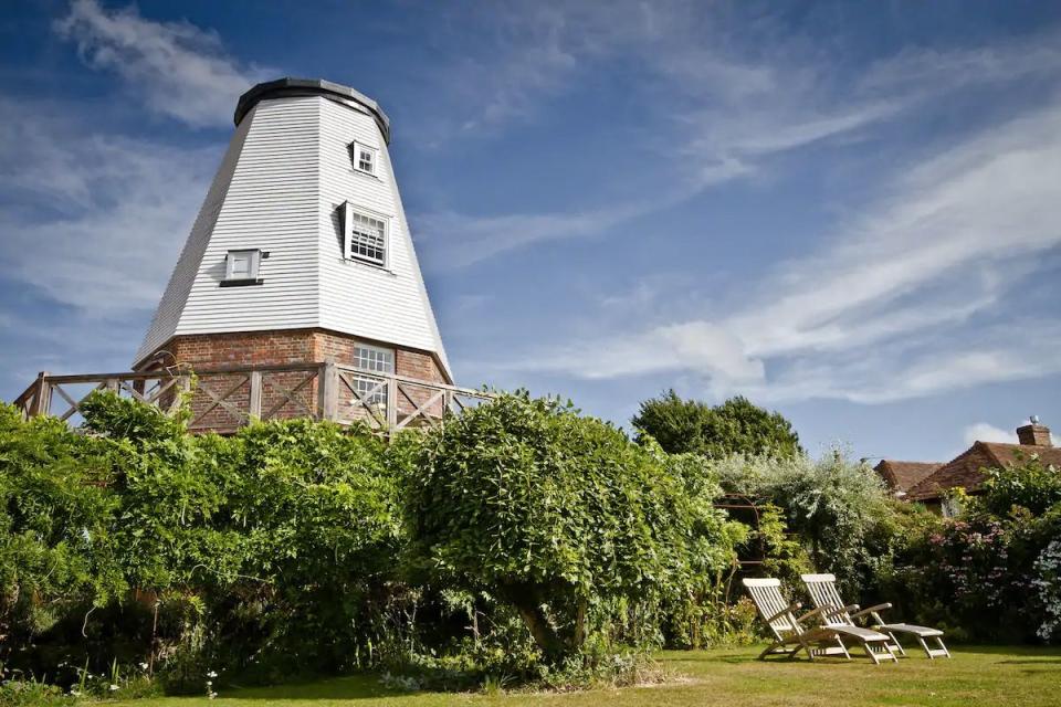 <p>One of the most beautiful Airbnb windmill stays in the UK, this boutique retreat is ideal for a romantic break in the Kent countryside. The thick brick walls and white weather boarded tower stands out against the landscape. Inside, you'll find a French bed, copper bath and underfloor heating. The windmill can also be rented alongside the <a href="https://airbnb.pvxt.net/3P39PB?trafcat=summer" rel="nofollow noopener" target="_blank" data-ylk="slk:beautiful garden hideaway;elm:context_link;itc:0;sec:content-canvas" class="link ">beautiful garden hideaway</a> if you're looking to travel with another couple.</p><p><strong>Sleeps:</strong> 2</p><p><a class="link " href="https://airbnb.pvxt.net/Eajza4?trafcat=summer" rel="nofollow noopener" target="_blank" data-ylk="slk:CHECK AVAILABILITY;elm:context_link;itc:0;sec:content-canvas">CHECK AVAILABILITY</a></p>