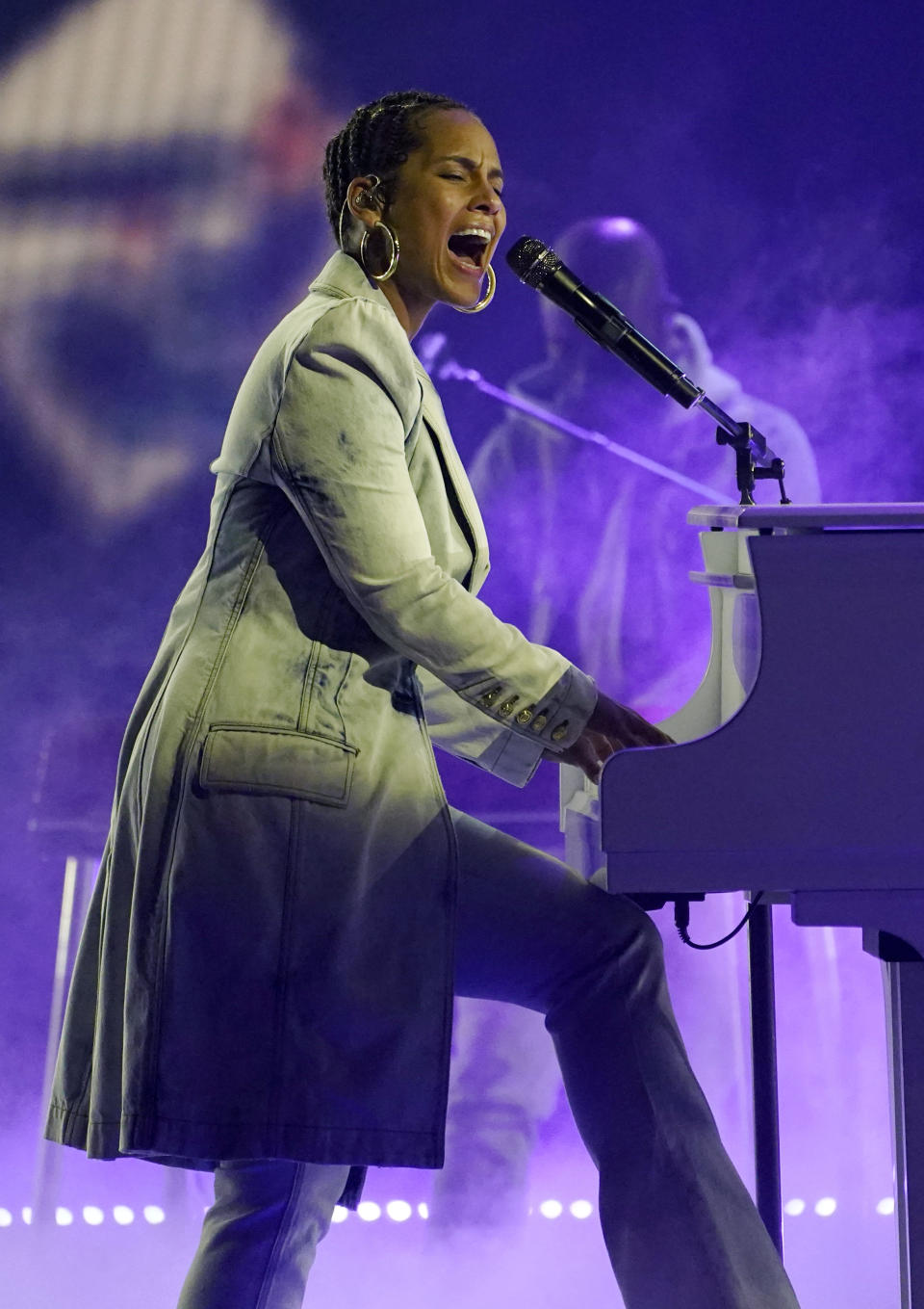 Alicia Keys performs at the Billboard Music Awards, Thursday, May 20, 2021, at the Microsoft Theater in Los Angeles. The awards show airs on May 23 with both live and prerecorded segments. (AP Photo/Chris Pizzello)