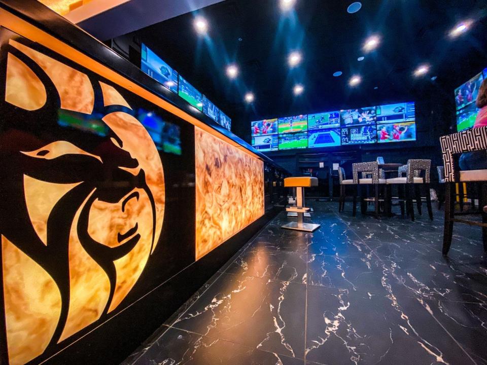 The sports betting lounge is shown at Cadillac Jacks Gaming Resort in Deadwood.