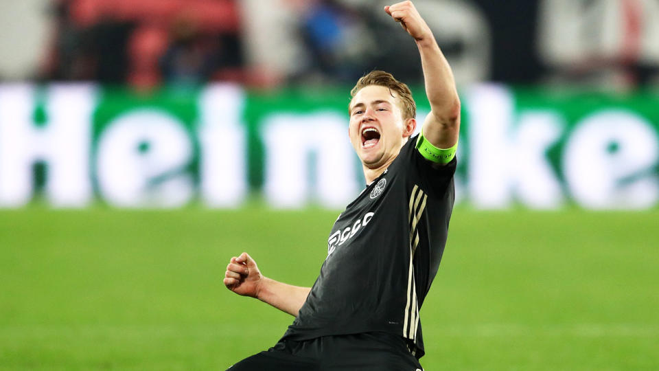 The Ajax captain celebrates his goal against Juventus. Pic: Getty