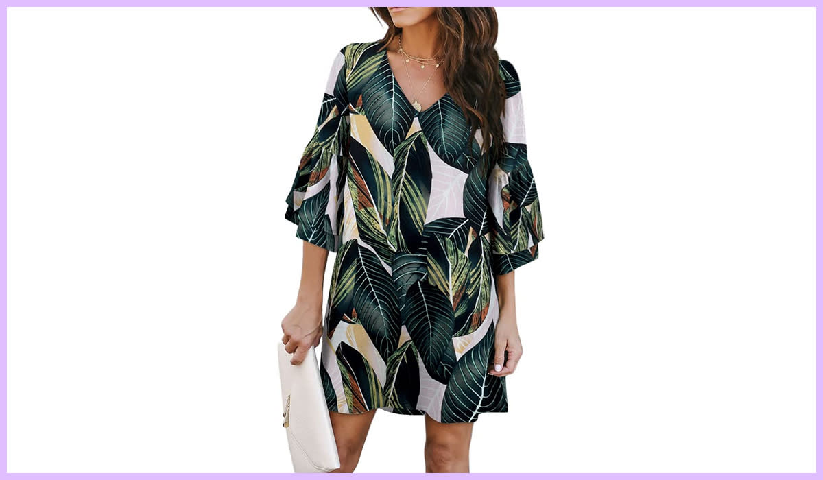 Dress with palm leaves