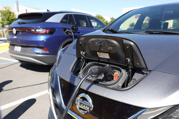 A Nissan Leaf is one of the vehicles eligible for the rebate. (Photo by Justin Sullivan/Getty Images)