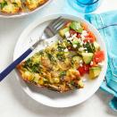 <p>Frittatas are like omelets, only easier--and they taste great hot, warm or cold. This vegetable-packed version is spiked with flavor and paired with a cool salad of lemony cucumbers and tomatoes with creamy avocado. This easy recipe is perfect for brunch, lunch or dinner! <a href="https://www.eatingwell.com/recipe/273193/spinach-mushroom-frittata-with-avocado-salad/" rel="nofollow noopener" target="_blank" data-ylk="slk:View Recipe;elm:context_link;itc:0;sec:content-canvas" class="link ">View Recipe</a></p>