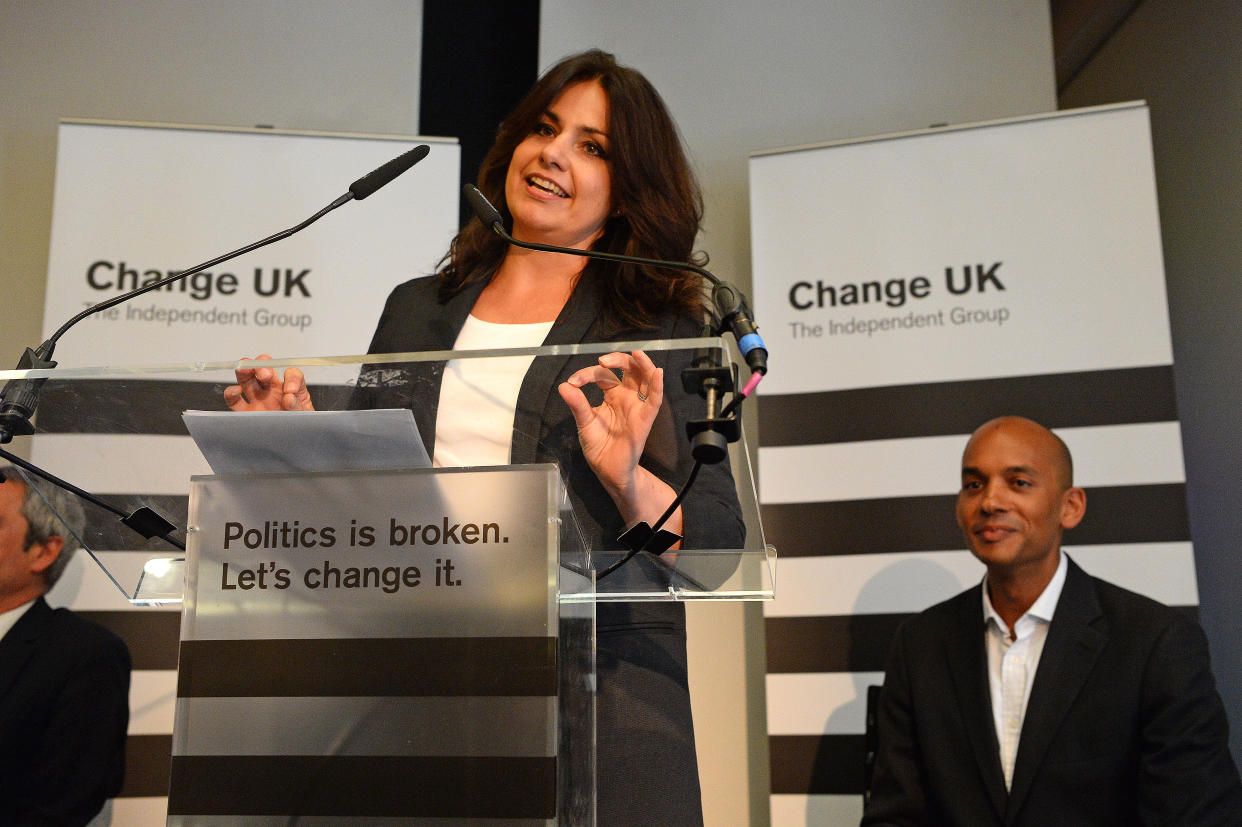 Change UK interim leader Heidi Allen speaks at a Change UK rally at Church House in Westminster, London.