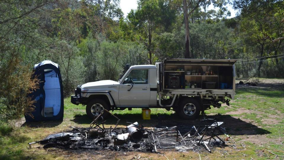 The destroyed campsite was located days after the pair disappeared in March 2020. Picture: Supplied.