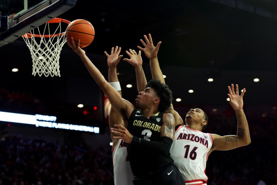 Jan. 4: Colorado guard Julian Hammond III (3) moves to the basket against the Arizona Wildcats.