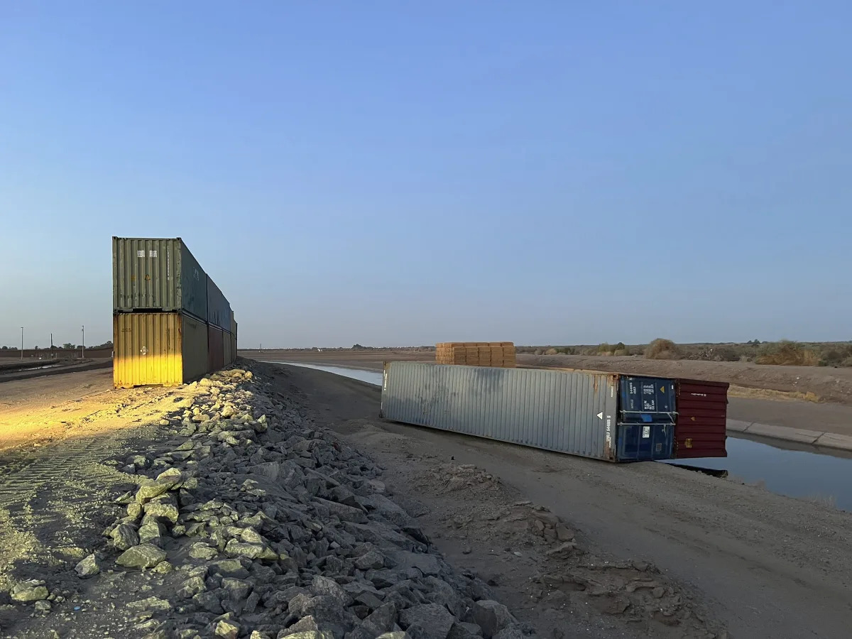 Arizona's border wall delayed after 2 containers topple