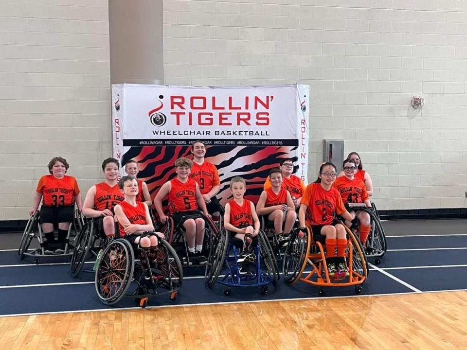 The Roger C. Peace Rollin' Tigers Junior wheelchair basketball team in Birmingham, Ala. on Feb. 26