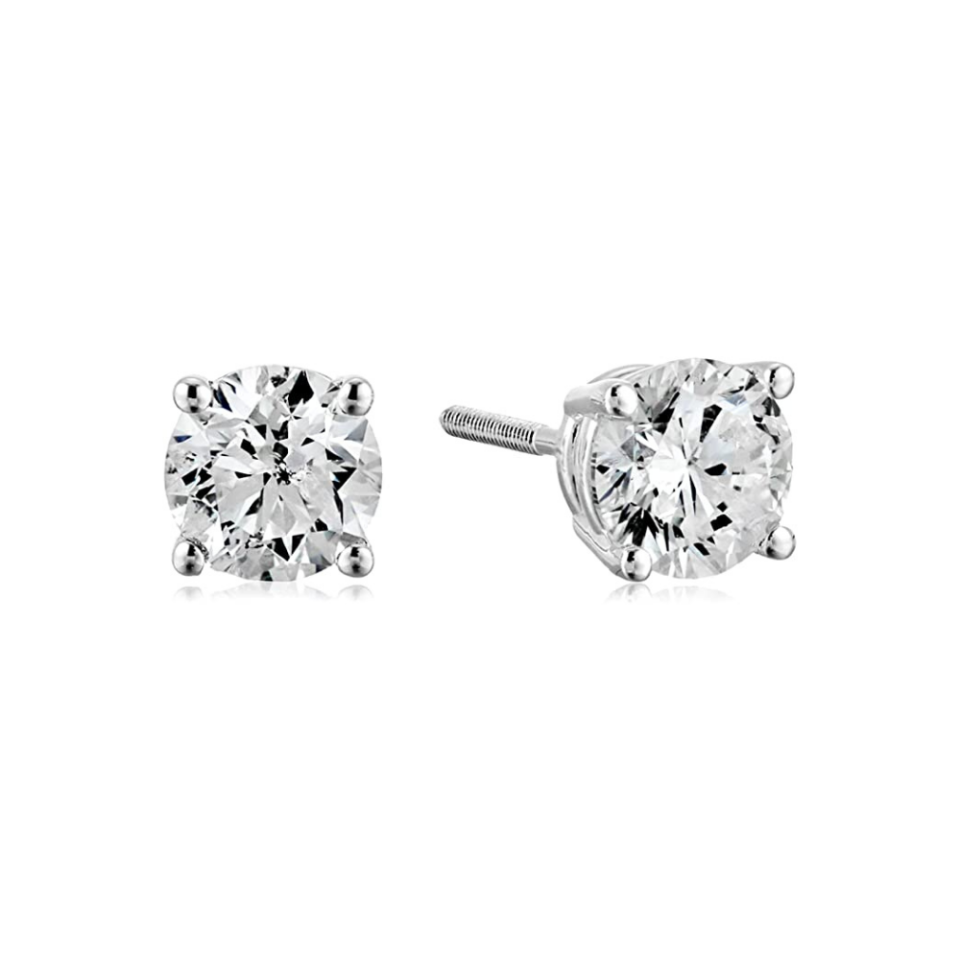 14K White Gold Diamond Stud Earrings