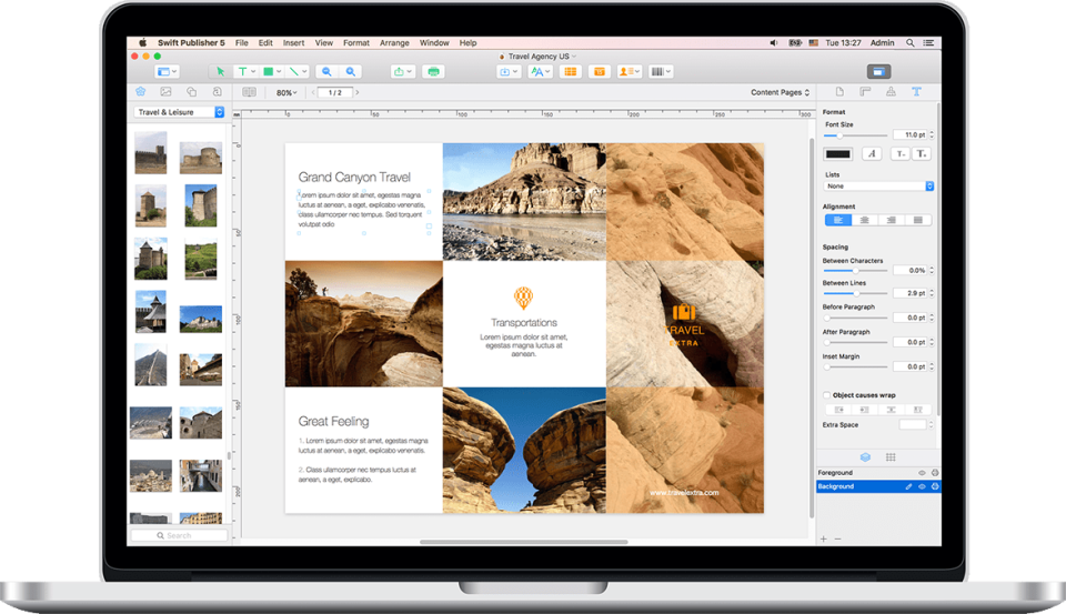 InDesign alternatives: Screenshot from Swift Publisher