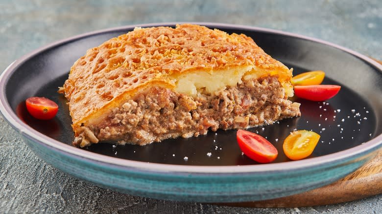 Tourtière slice on plate