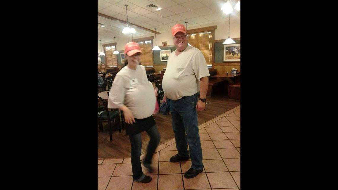 A waitress at the now shuttered Sirloin Stockade in Hutchinson dressed up as Dennis Pierson for Halloween. Pierson died Tuesday.