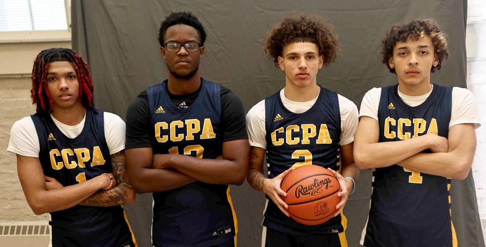 Josh Marshall (far left) leads the CMAC in scoring this season and was named the Blue division player of the year.