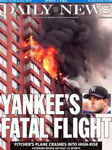 Cory Lidle (October 11, 2006): The 34-year-old righthanded pitcher had only been back in New York for two months when he became the third Yankee to die in a plane crash. Lidle, traded from the Phillies in August, was in his personal airplane with his flight instructor when the plane veered into an apartment building at 72nd Street and York. The crash was ruled to be pilot error, but the NTSA was unable to determine who was piloting the craft. Lidle had spent nine seasons in the major leagues with seven different teams. In 2007 the Yankees honored Lidle, his widow Melanie and son Christopher threw out the ceremonial first pitch on Opening Day and the Yankees wore ceremonial black armbands through the season.