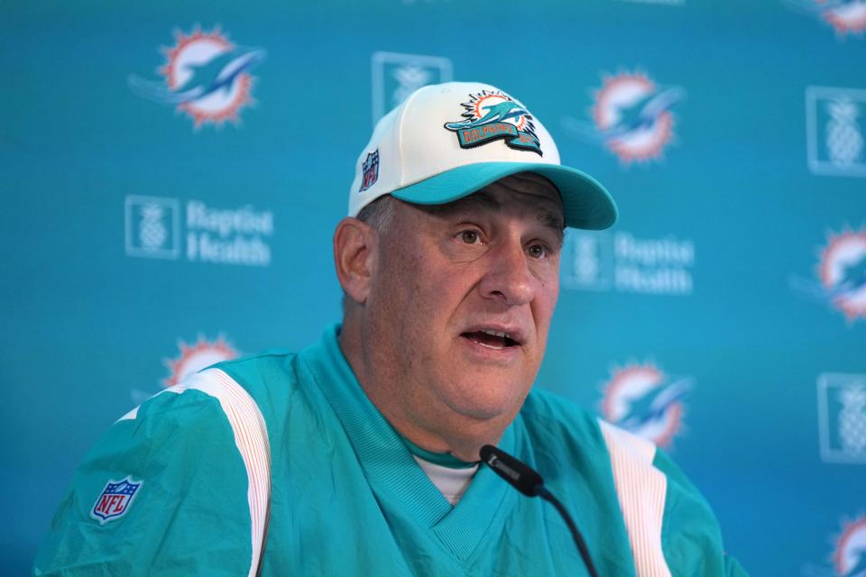 Vic Fangio during his brief time as Dolphins defensive coordinator last season.