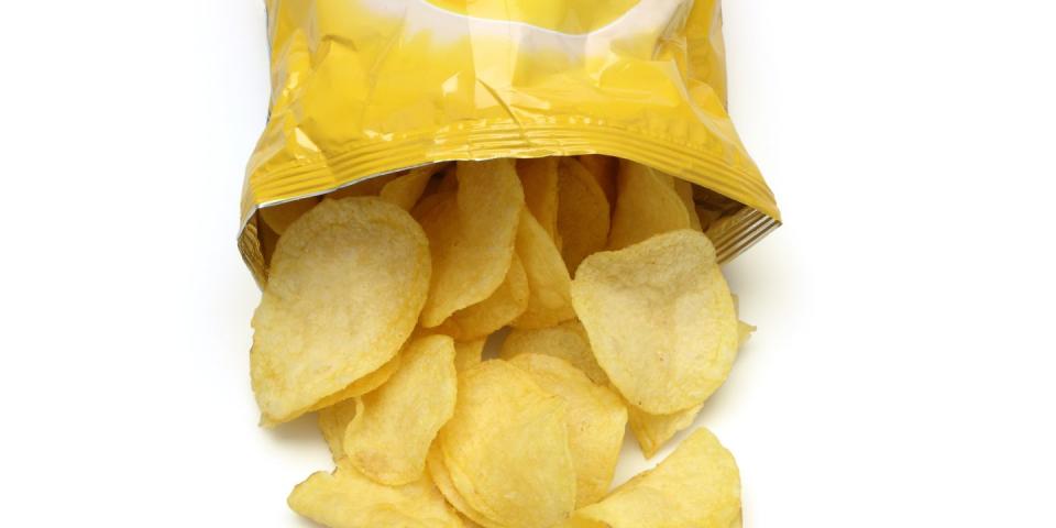 chips spilling out of an open bag