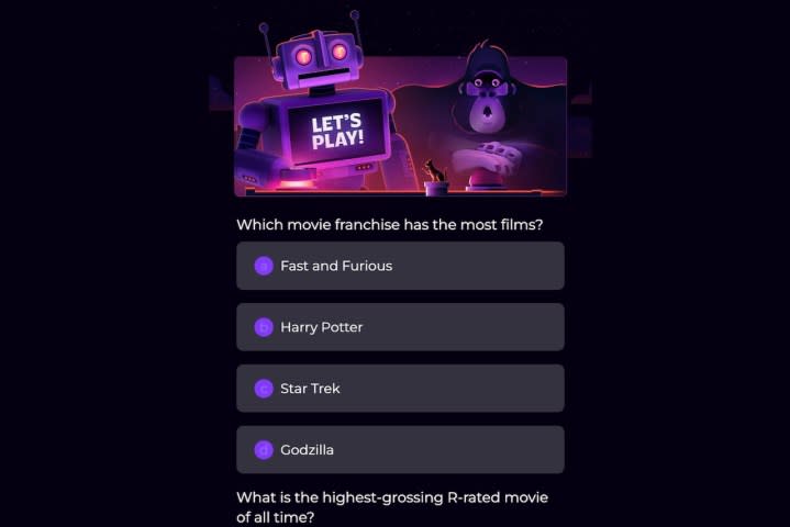 Sample question from Roku Weekly Trivia