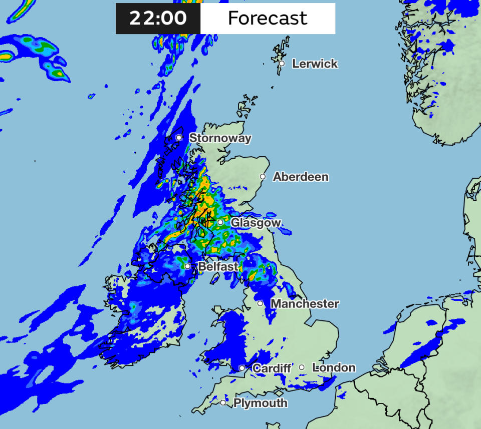More rain is expected in some parts of the country later on Thursday night. (Met Office)