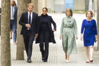 <p>Meghan and Harry walked the grounds of the memorial. </p>