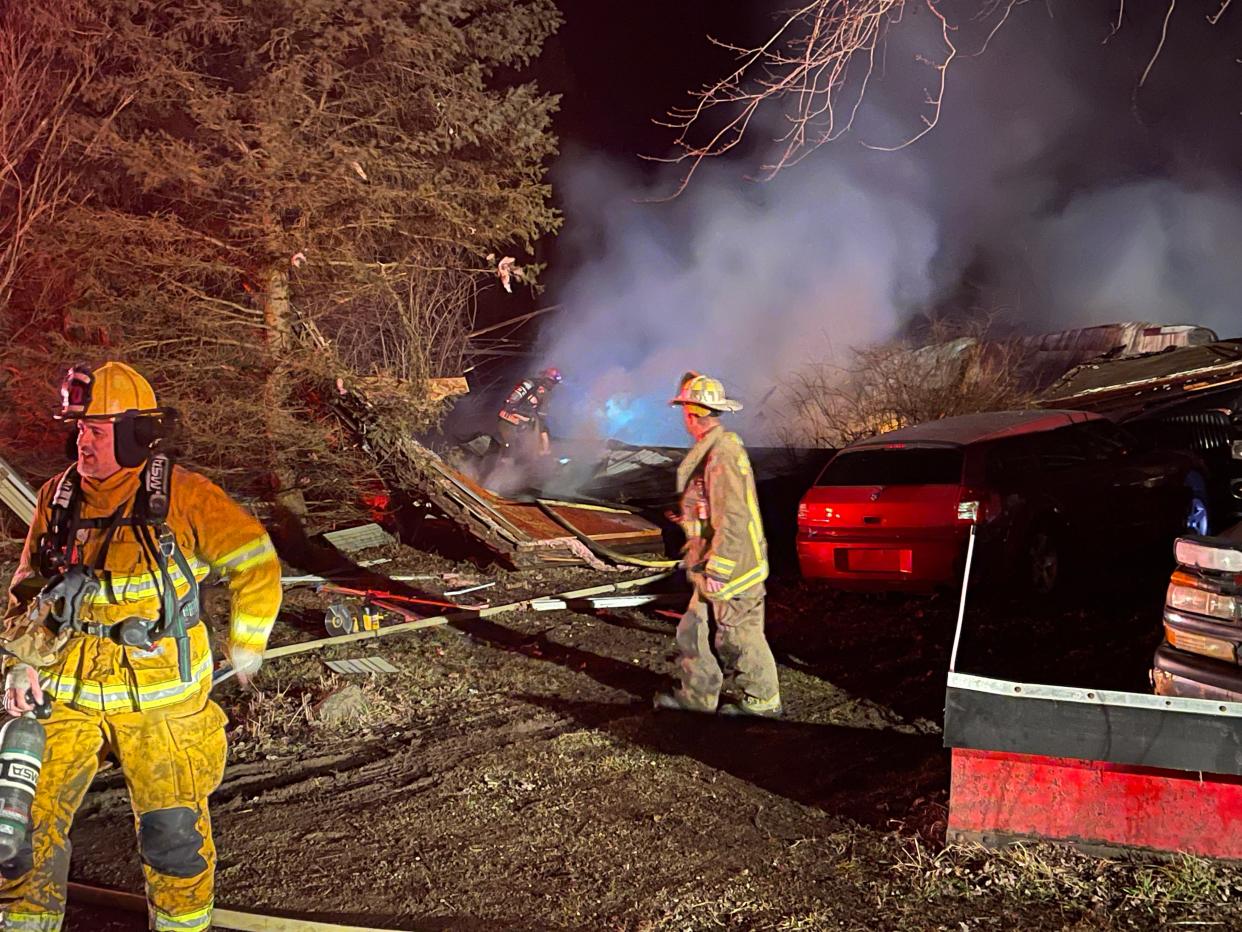 Wright-Waldron Deputy Fire Chief Shawn Barnhart assesses the ground situation before rotating fire personnel.