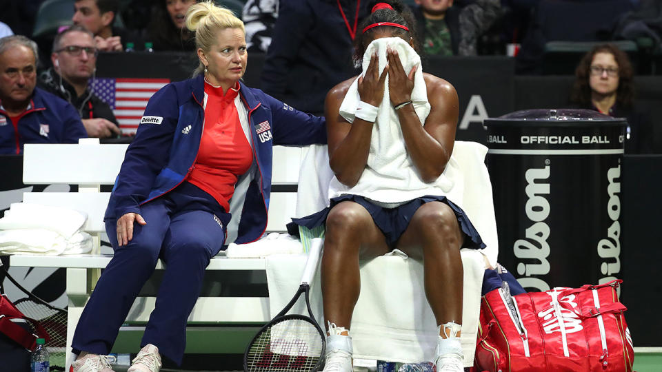 Serena Williams, pictured here in action for USA at the Fed Cup.