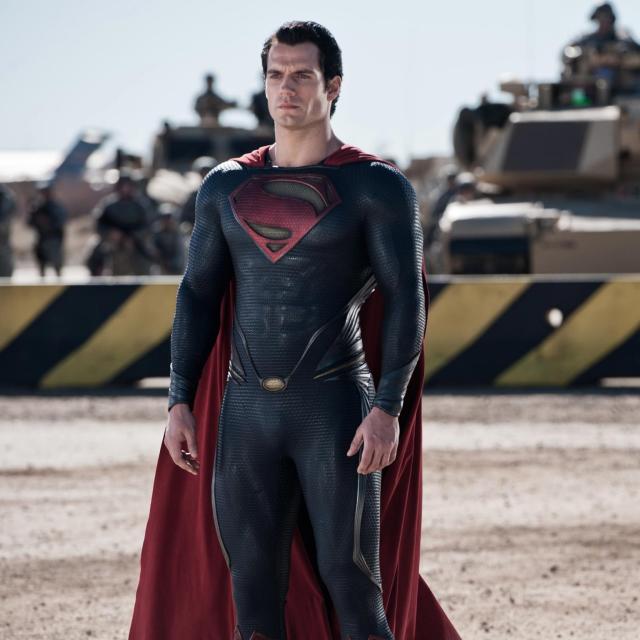 Photo of Henry Cavill Wearing Christopher Reeves' Superman Suit