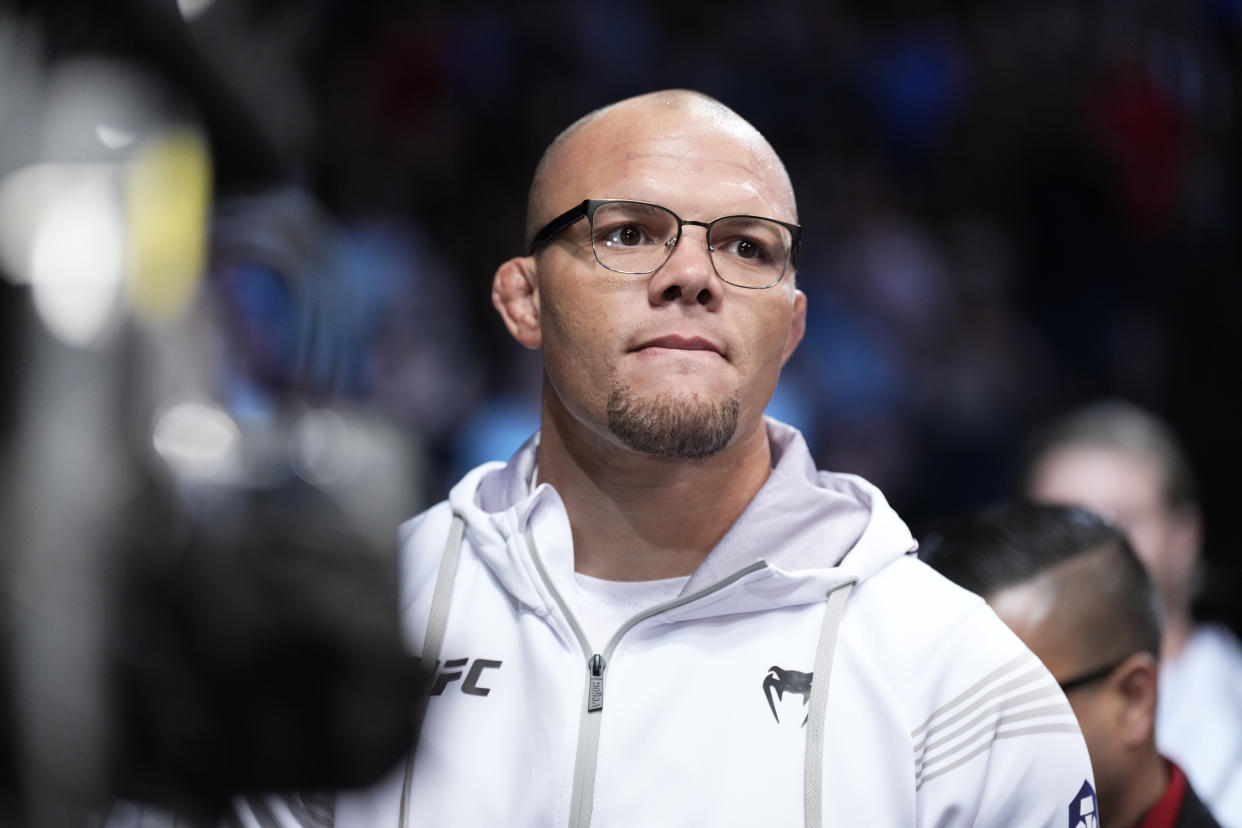 DALLAS, TEXAS - JULY 30: Anthony Smith walks out prior to facing Magomed Ankalaev of Russia in a light heavyweight fight during the UFC 277 event at American Airlines Center on July 30, 2022 in Dallas, Texas. (Photo by Chris Unger/Zuffa LLC)