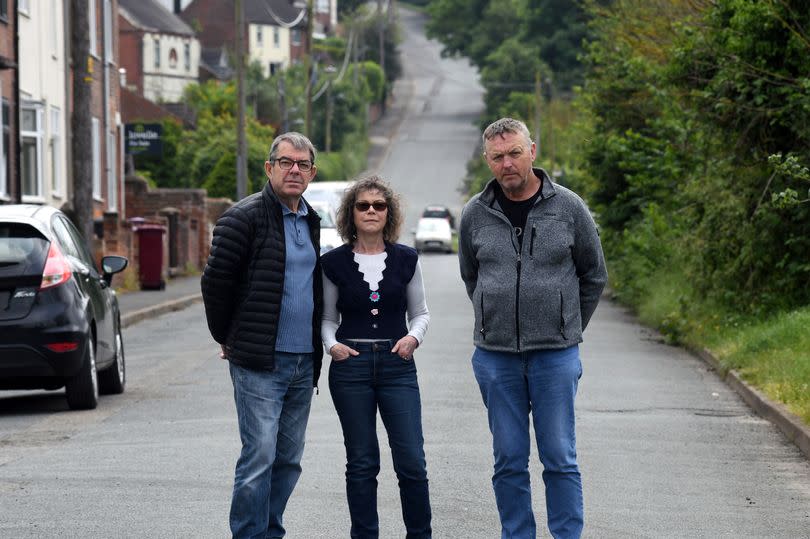 Kev Gray, Jenny Emmett and Simon Nicholson on Stather Road, Burton Upon Stather where they are having problems with lorries