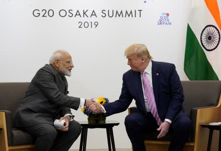 FILE PHOTO: U.S. President Donald Trump attends a bilateral meeting with India's Prime Minister Narendra Modi during the G20 leaders summit in Osaka