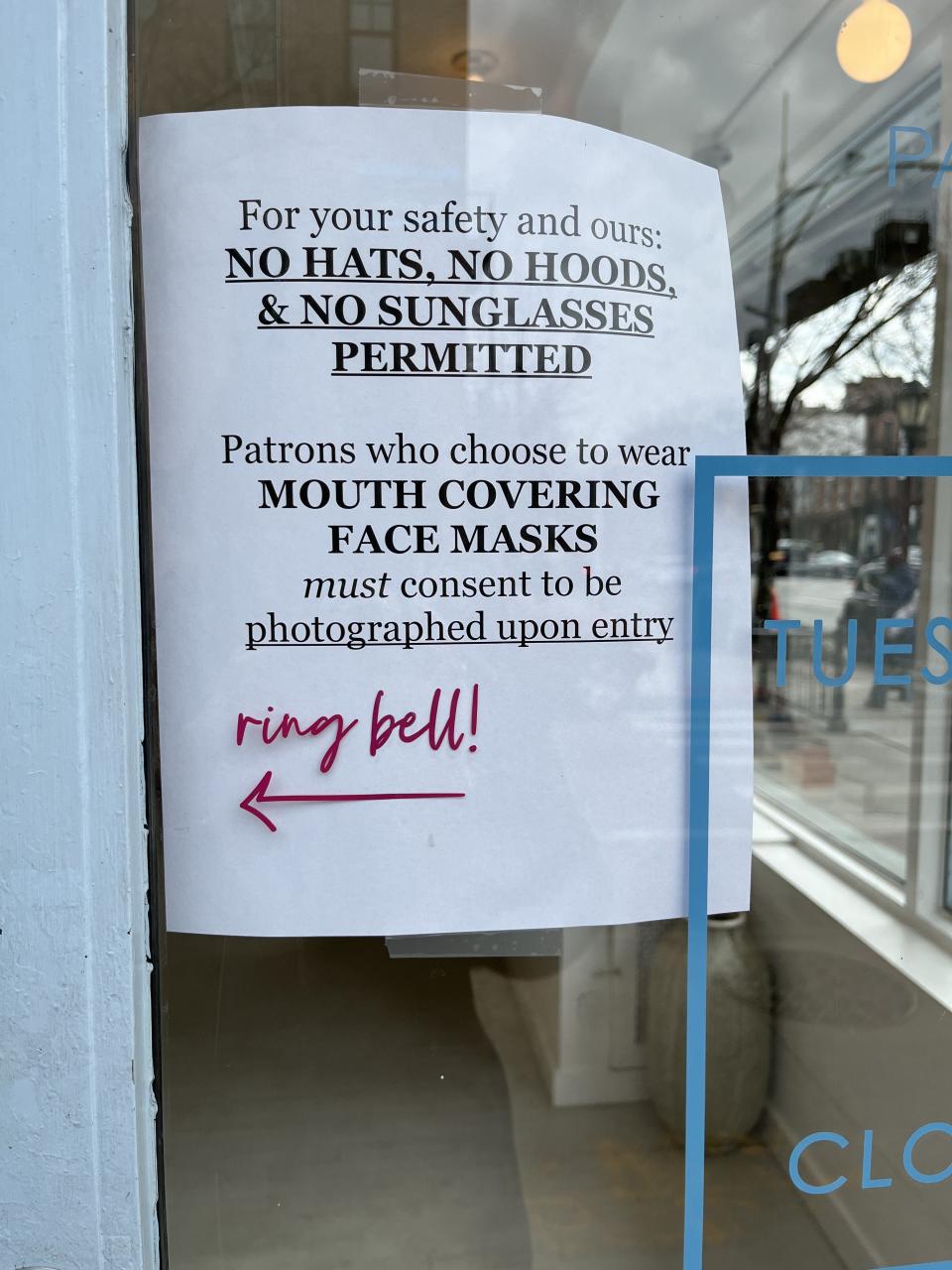 After a robbery at Melissa Joy Manning’s store and a concerning exchange with a shopper in her own store, Page Sargisson posted this sign outside of her Brooklyn store.