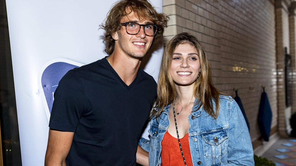 Alexander Zverev and Olga Sharypova, pictured here at the Hamburg Open Players Party in 2019.