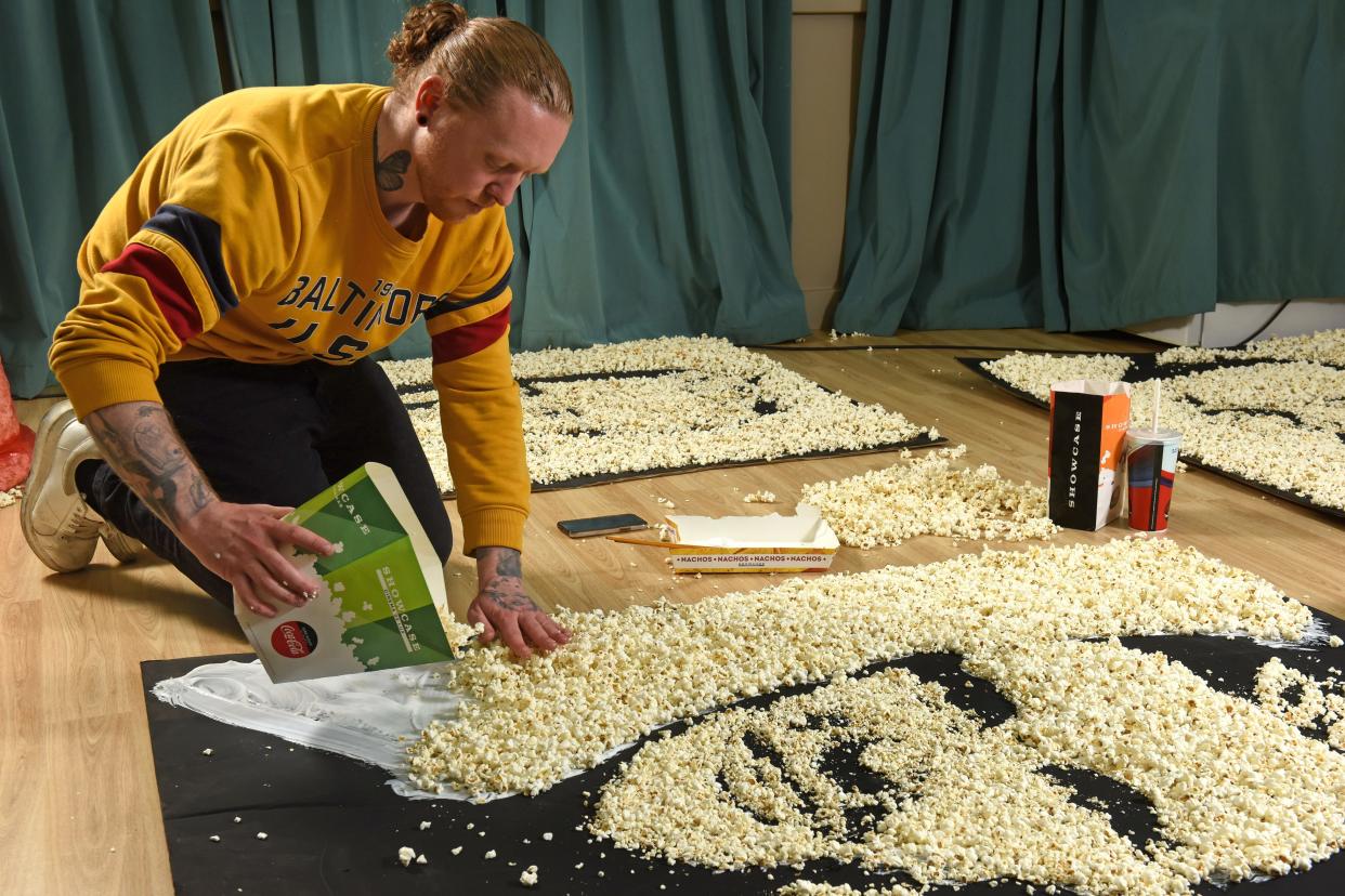 To celebrate Showcase will be doing free screenings of the Euros, portraits have been made of the three captains from England, Scotland and Wales.  The footballers are made out of popcorn by artist, Nathan Wyburn.