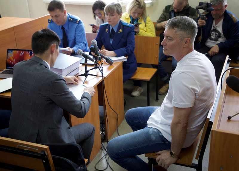 Russian opposition politician Yevgeny Roizman attends a court hearing in Yekaterinburg