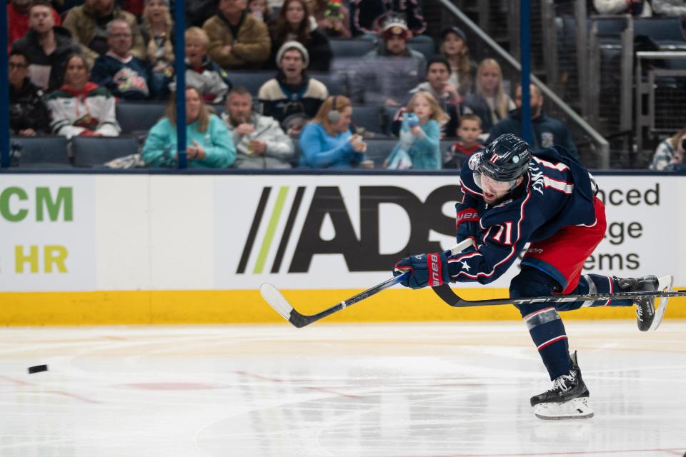 Forward Adam Fantilli is in his rookie season with the Columbus Blue Jackets.