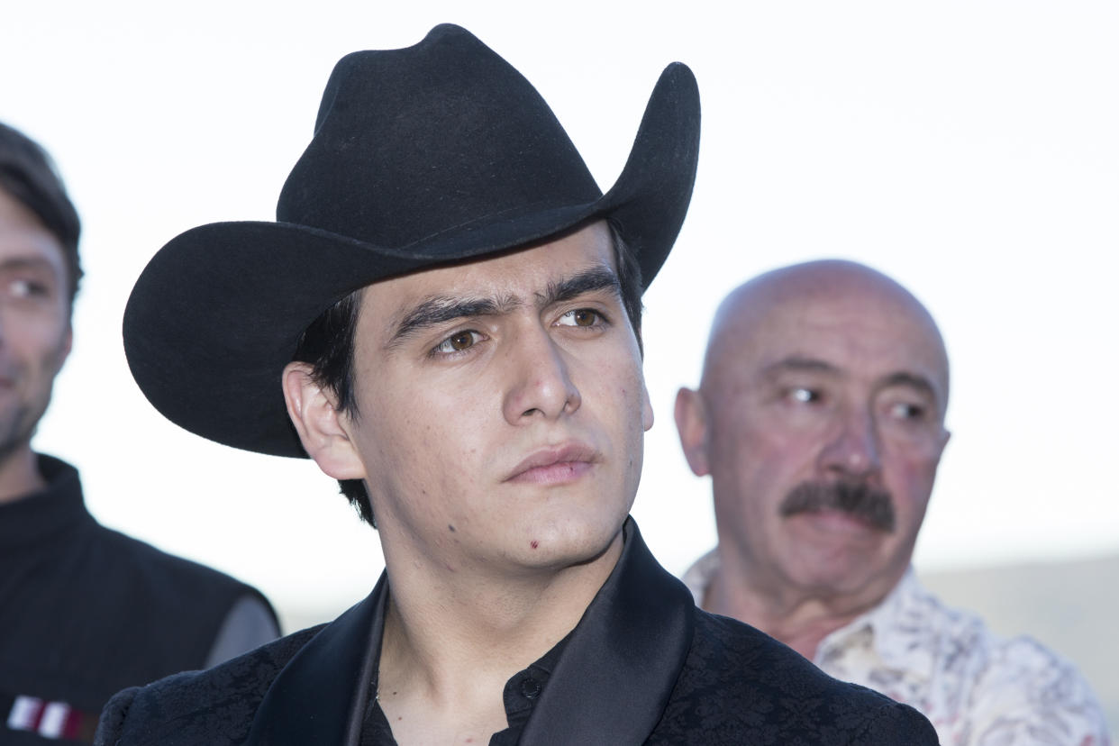 TAXCO, MEXICO - DECEMBER 15: Julián Figueroa attends a Press conference of Por siempre Joan Sebastian Televisa series at Taxco, on December 15, 2015 in Taxco, Mexico. (Photo by Medios y Media/Getty Images)