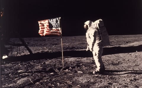 When Buzz Aldrin walked on the Moon it was covered in dust, but it may once have had liquid water flowing  - Credit: Neil Armstrong 