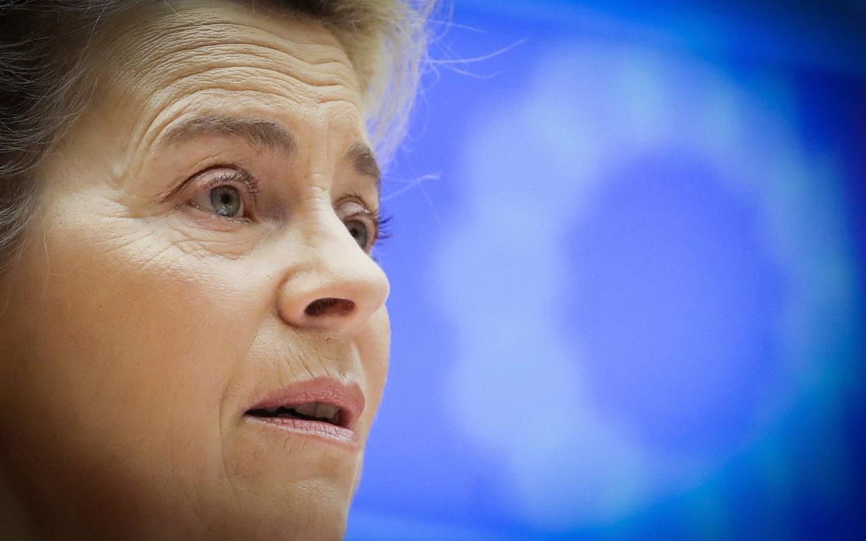 Ursula von der Leyen speaking in the European Parliament before the vote. She welcomed the result but warned faithful implementation was essential. - EPA