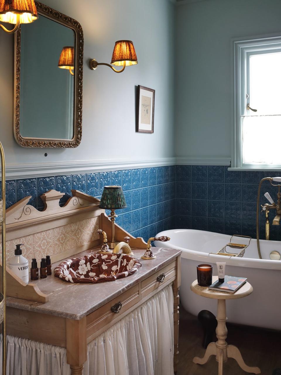 blue tiled bathroom