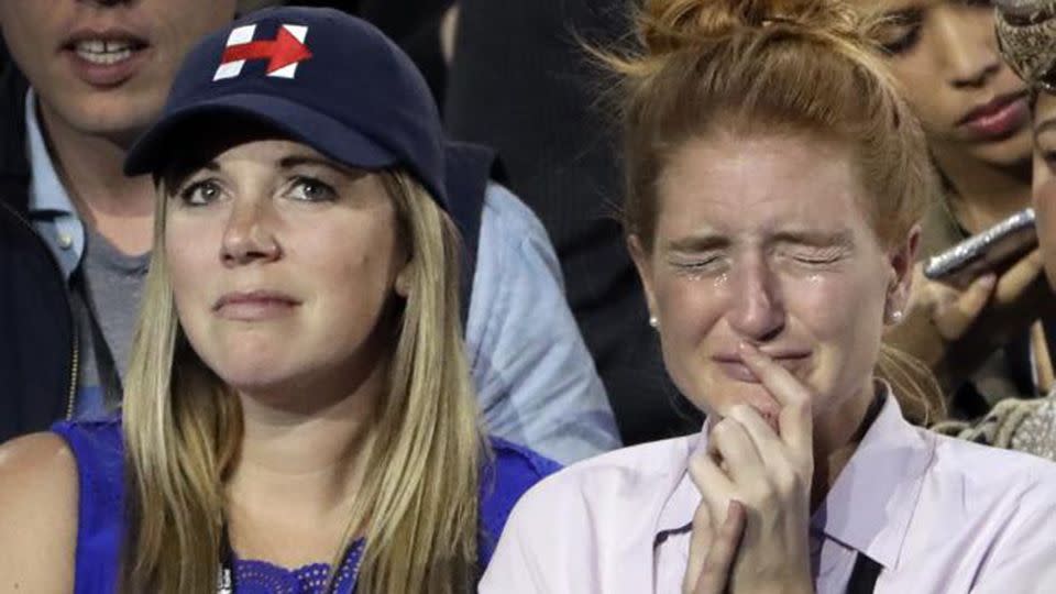 Hillary Clinton supporters broke down as the Trump train picked up speed. Photo: AAP