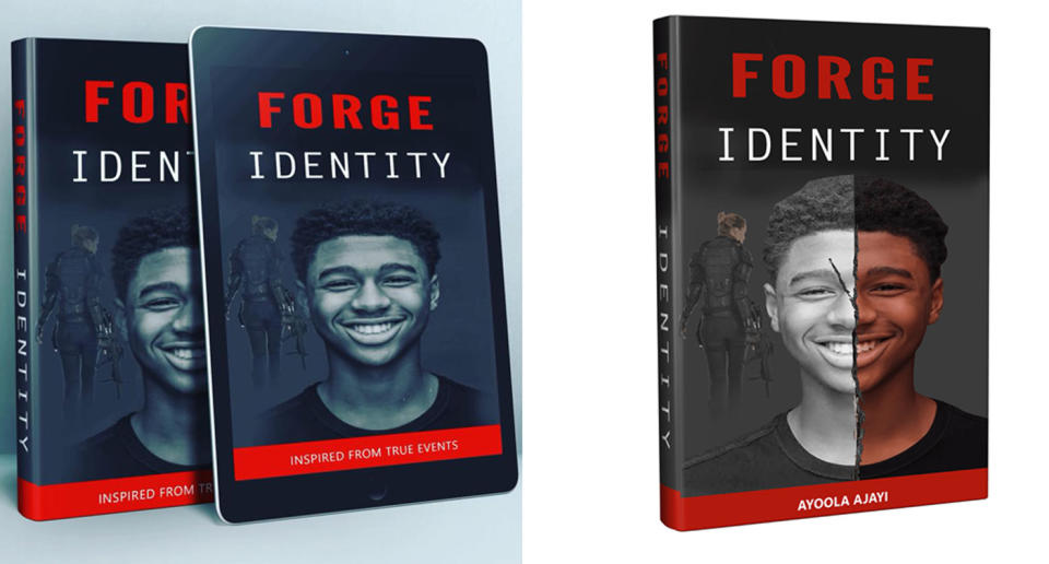 Pictured is the novel Forge Identity by Ayoola Ajayi. It's a murder mystery novel. Ajayi is accused of murdering missing Salt Lake City student Mackenzie Lueck, 23, following his arrest on Friday.