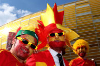 GDANSK, POLAND - JUNE 10: Spanish fans soak up the atmopshere ahead of the UEFA EURO 2012 group C match between Spain and Italy at The Municipal Stadium on June 10, 2012 in Gdansk, Poland. (Photo by Michael Steele/Getty Images)