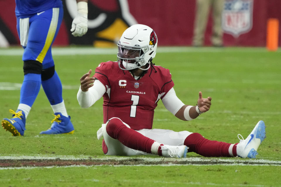 Arizona Cardinals quarterback Kyler Murray (1) and his team are off to a 1-2 start. (AP Photo/Rick Scuteri)