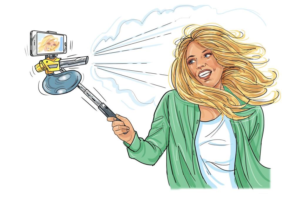 <p>For the influencer who wants to take their selfies to the next level, this device would ensure the perfect windswept tresses whatever the situation. The ultimate in vanity, the wind-blowing selfie stick takes the outdoors indoors for striking poses that’ll send your Instagram likes soaring… or at least it will if anyone invents it!</p>