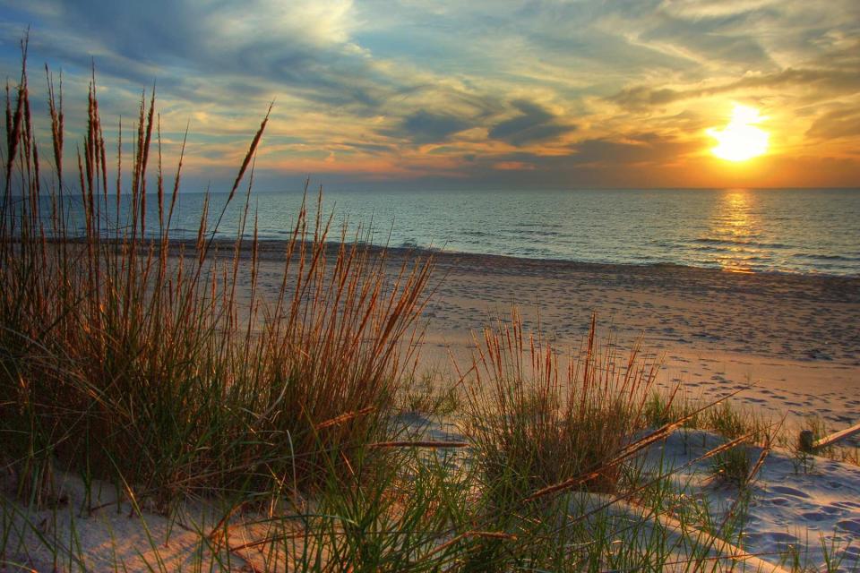 Sunset on the beach at New Buffalo, Michigan