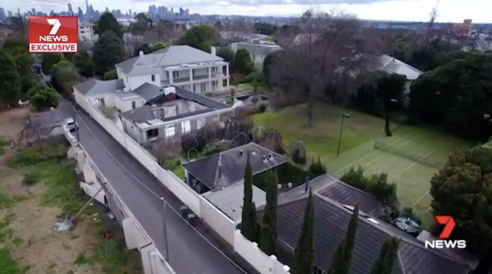 An aerial view of the Toorak property. Source: 7 News