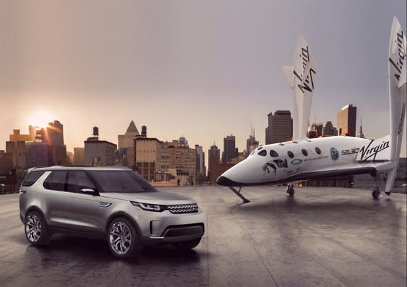 Global reveal of Land Rover’s new Discovery Vision Concept car alongside Virgin Galactic's SpaceShipTwo, the world’s first commercial spaceship.